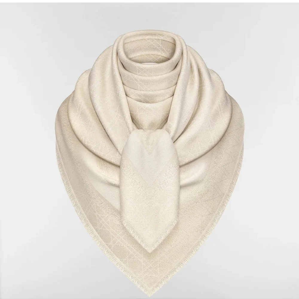 CHRISTIAN DIOR | Cannage Jacquard Large Scarf Shawl blue silk cashmere